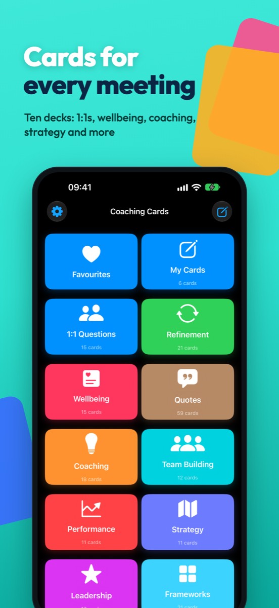 EngMan screenshot: Ten decks. 1:1s, wellbeing, coaching, strategy and more
