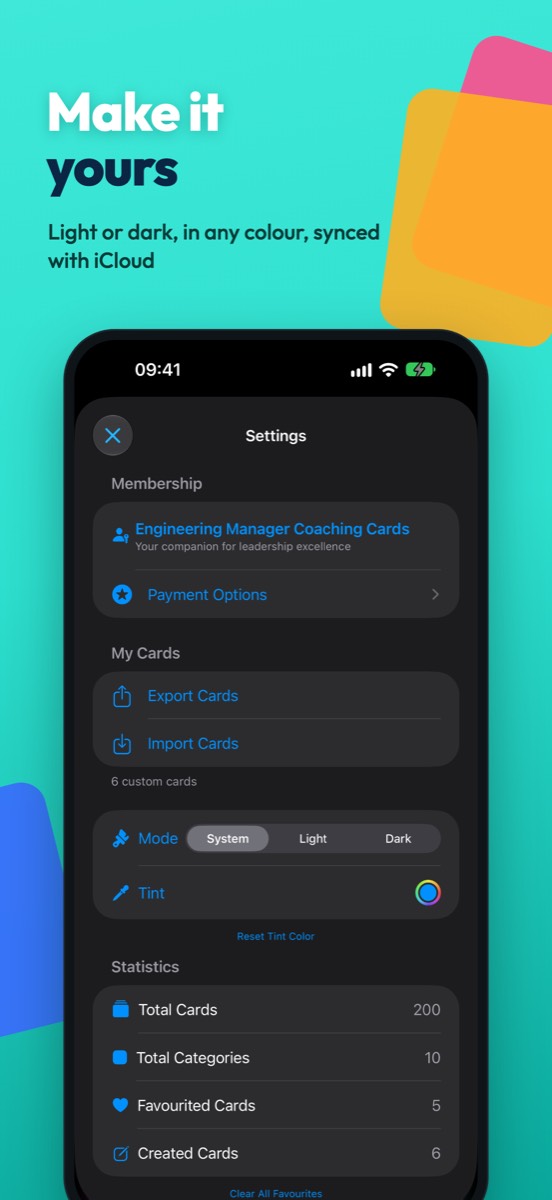 EngMan screenshot: Make it yours. Tint colour, appearance and your subscription